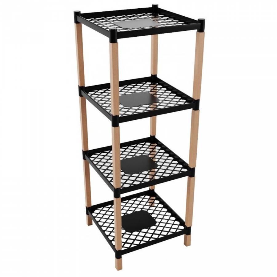 Etajera, Klausstech, 4 Rafturi, Material Lemn&plastic, Dimensiune 38.50 X 45.50 X 109 Cm, Rezistenta&durabila, Usor De Intretinut Si Curatat, Crem/negru