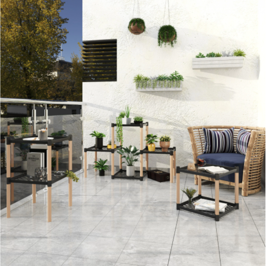 Etajera, Klausstech, 4 Rafturi, Material Lemn&plastic, Dimensiune 38.50 X 45.50 X 109 Cm, Rezistenta&durabila, Usor De Intretinut Si Curatat, Crem/negru