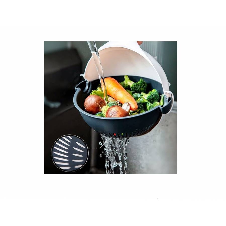 Feliator Klausstech De Legume Multifunctional, 7 Lame, Protectie Degete, Bol Pentru Scurgere, Otel Inoxidabil, Alb