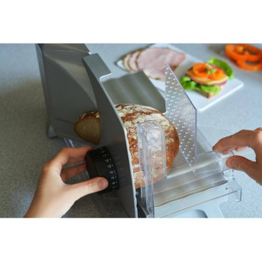 Feliator Profesional, Putere De 200w , Diametru Lama De 17 Cm , Reglaj Felii 0-20 Mm, Buton De On/off, Picioare Din Silicont,anti-alunecare,baza Din Aluminiu, Culoare Alb