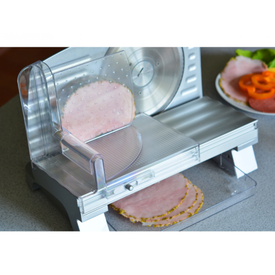 Feliator Profesional, Putere De 200w , Diametru Lama De 17 Cm , Reglaj Felii 0-20 Mm, Buton De On/off, Picioare Din Silicont,anti-alunecare,baza Din Aluminiu, Culoare Alb