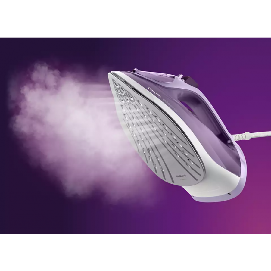 Fier De Calcat Cu Abur Philips,  Putere 2400 W, Debit De Abur 40g/min.; Jet Abur 210g, Rezervor Apa  Xl 550 Ml, Talpa Ceramica, Incalzire 40 Secunde, Curatare Automata, Anti-picurare, Mov/alb