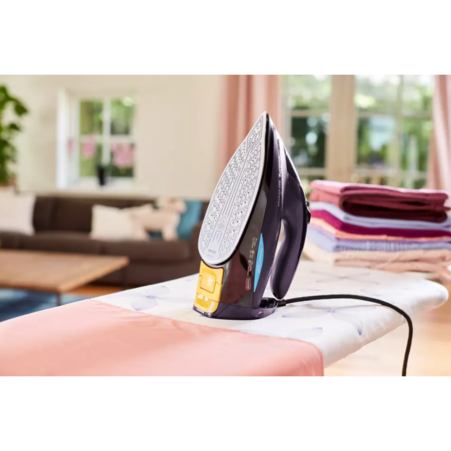 Fier De Calcat Philips , Cu Aburi,tehnologie Optimaltemp, Philips, Steamglide Plus, Jet De Abur De 230 G, Putere 3000w, Abur Continuu De 55 G/min, 330 Ml, Orificiu De Umplere, Decalcefiere, Mov