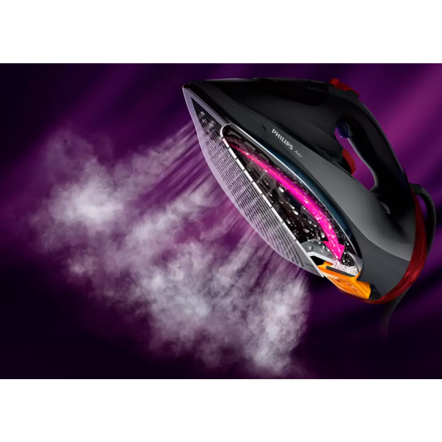 Fier De Calcat Philips Cu Talpa Steamglide Advanced, Abur Continuu De 50 G/min Si Jet De Abur De 250 G, 2600 W, Tensiune 240 V, Pulverizare Apa, Decacelfiere, Selectale Nivel Abur, Negru