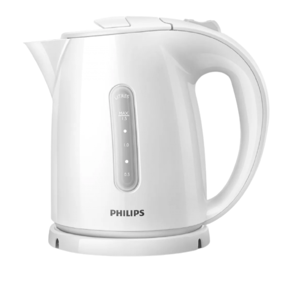 Fierbator Philips Daily Collection, Capacitate De 1.5 L, Putere 1400 W, Indicator Nivel Apa, Capac Cu Balamale, Sistem Anti-alunecare, Maner Ergonomic, Oprire Automata, Culoare Alb