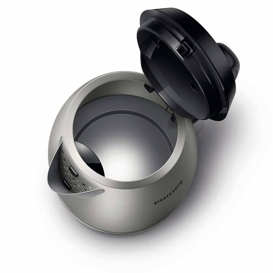 Fierbator Philips Din Otel Inoxidabil Rezistent, Putere 2200 W, Capacitate 1.5 L, Baza 360 Grade, Filtru Anti-calcar, Capac Cu Balamale, Culoare Argintiu/negru
