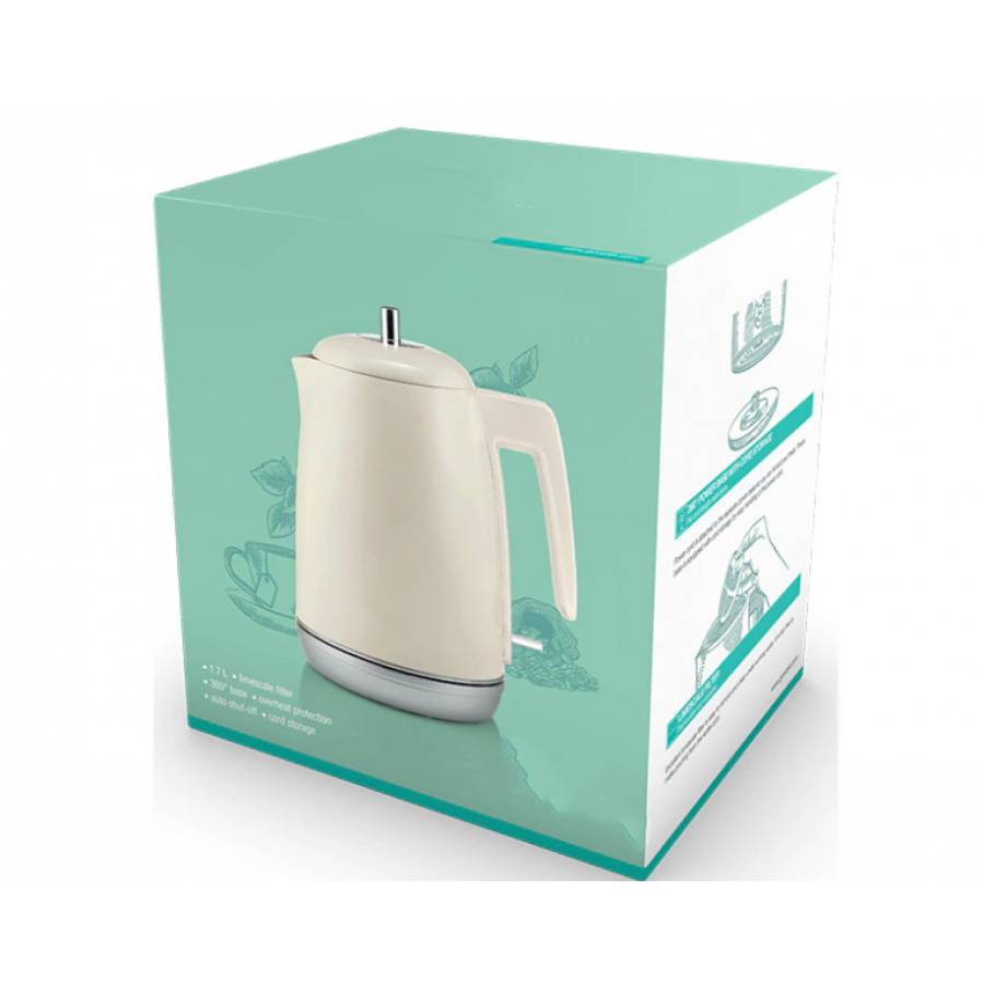 Fierbator Profesional De Apa Cu Putere 2200 W, Volum 1.7 L, Interor Din Inox, Rotire La 360°, Indicator Luminos, Carcasa Metal/plastic, Culoare Alb