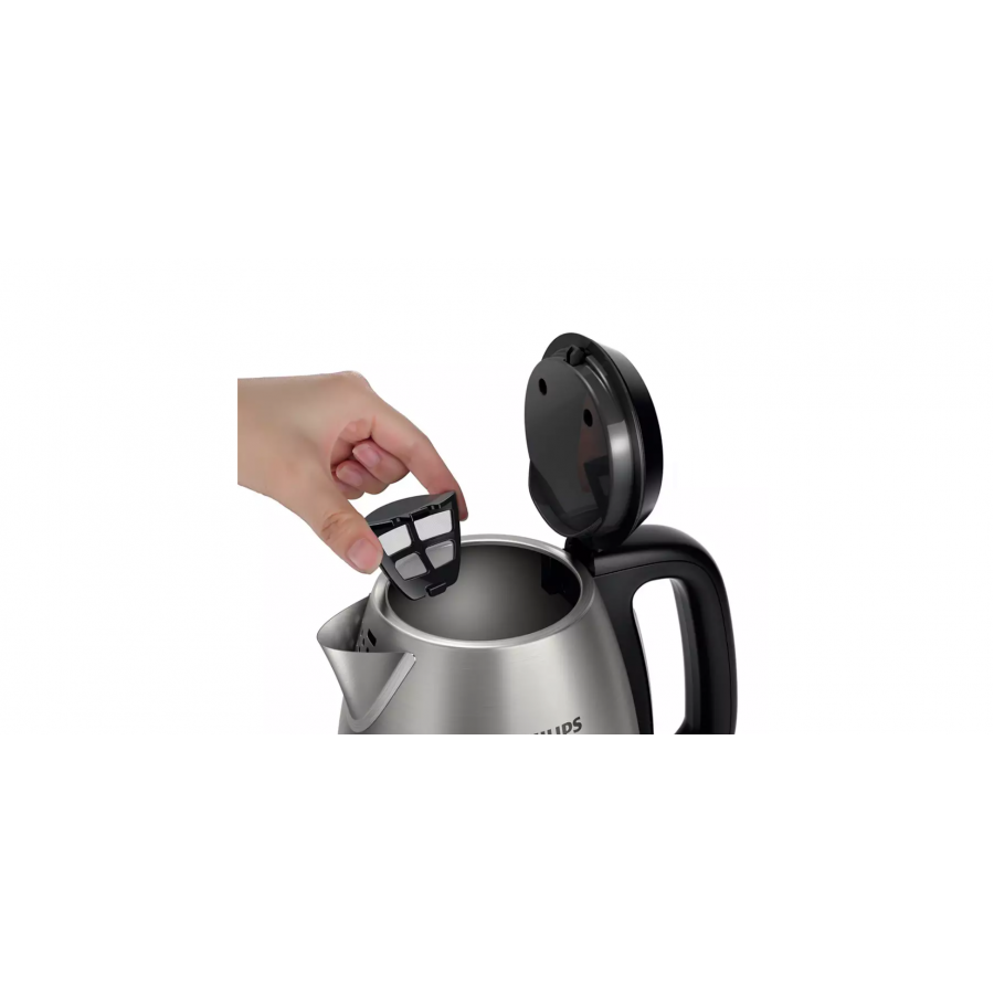 Fierbator Profesional Philips Din Otel Inoxidabil, Capacitate Vas 1.5 L, Putere 2200 W,  Sistem Depozitare Cablu, Metal Lustruit, Culoare Negru