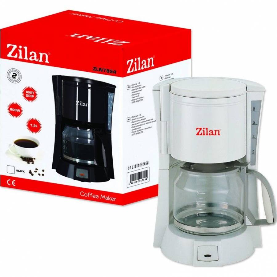 Filtru De Cafea, 800 W, Capacitate 1,2 L, Sistem Anti-picurare, Rezervor Transparent Gradat, Recipient Termorezistent, Picioare Anti-alunecare, Plita Pentru Pastrarea Calda A Cafelei, Design Clasic, Alb
