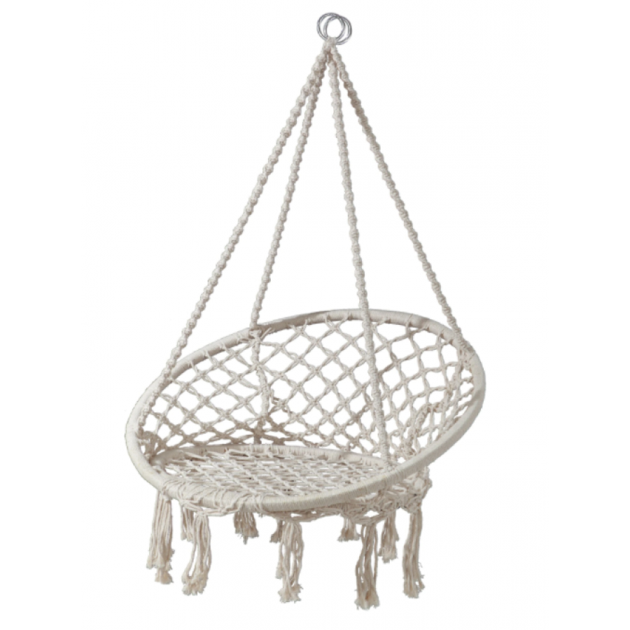 Fotoliu Klausstech Suspendat Pentru 1 Persoana, Structura Din Metal, Dimensiuni 82/62 X 123 Cm, Impletitura Din Policoton, Modern, Alb