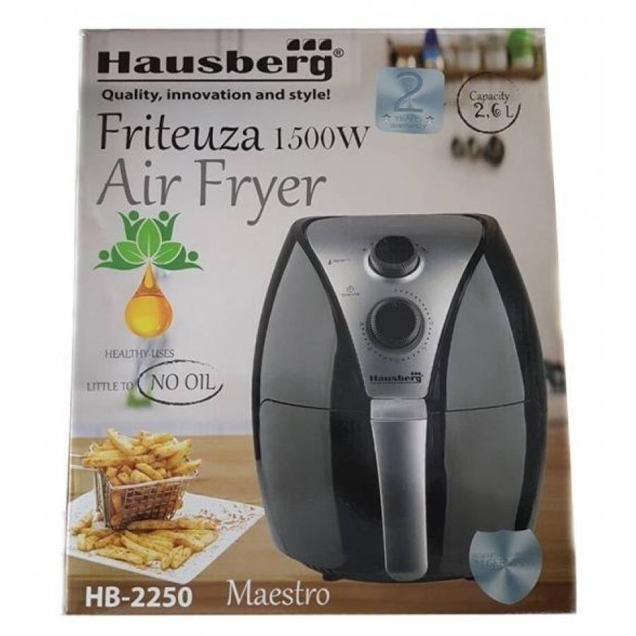 Friteuza 1500w Air Fryer, Functie Timer, Capacitate Ulei 2.6 L, Control Temperatura 80 - 200 °c, Functie Temporizator, Otel Inoxidabil, Negru