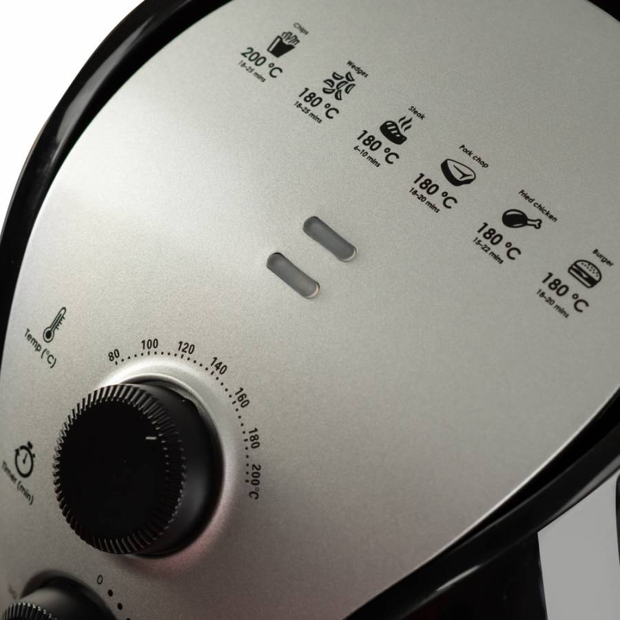 Friteuza 1500w Air Fryer, Functie Timer, Capacitate Ulei 2.6 L, Control Temperatura 80 - 200 °c, Functie Temporizator, Otel Inoxidabil, Negru