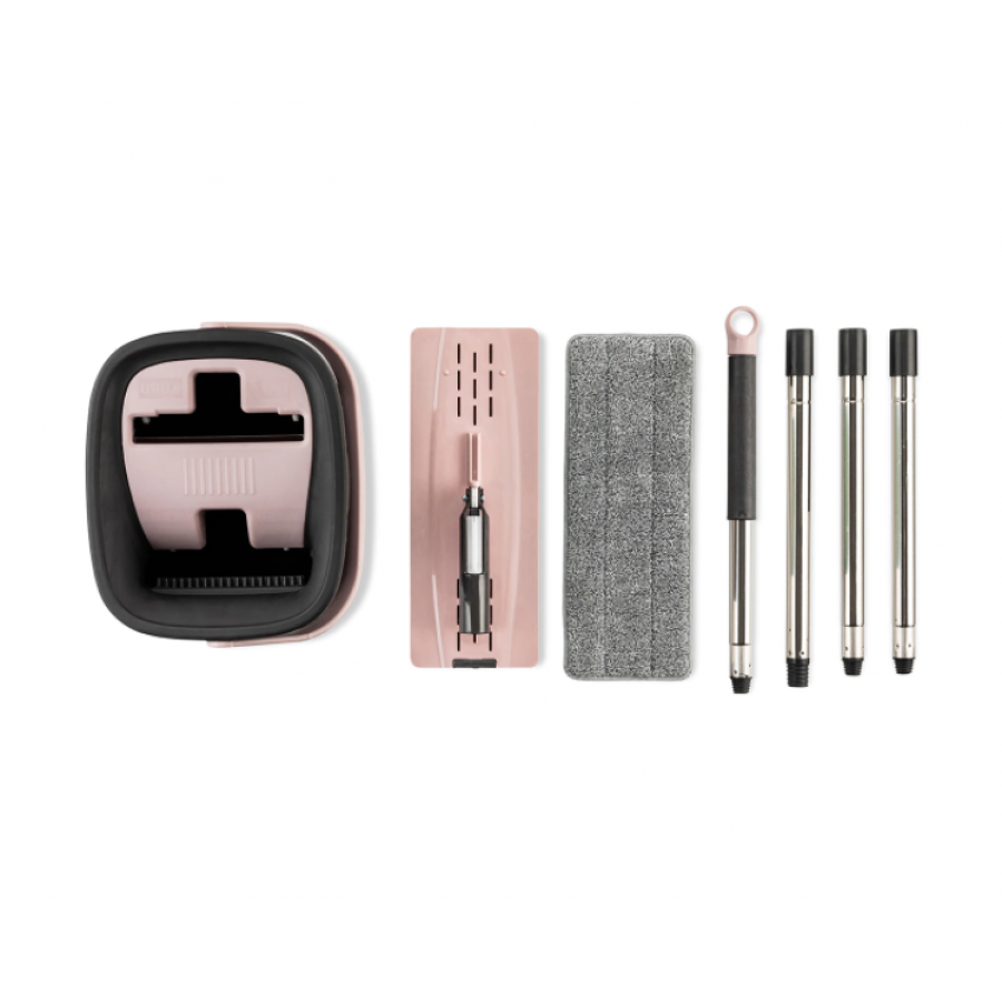 Galeata Cu Mop Plat, Maner Reglabil 100 - 130 Cm, Capacitate 9l, Cap Rotativ, Otel Inoxidabil, Manipulare Usoara, Design Modern, Bej