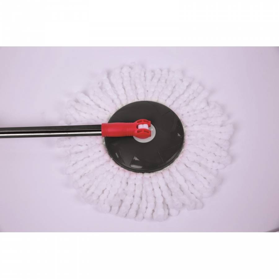 Galeata Cu Mop Rotativ KlaussTech, Capacitate 15 L, Maner Ergonomic, Manevrare Usoara, Tub Din Aluminiu, Ajustabil, Lungime 112 Cm, Negru/rosu