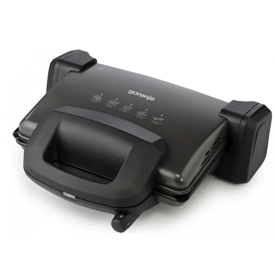 Gratar Electric Profesional Cu Putere De 1800 W, 4 Pozitii De Prajire, Temperatura Reglabila In 4 Trepte, Deschidere 180°, Placi Antiaderente, Negru