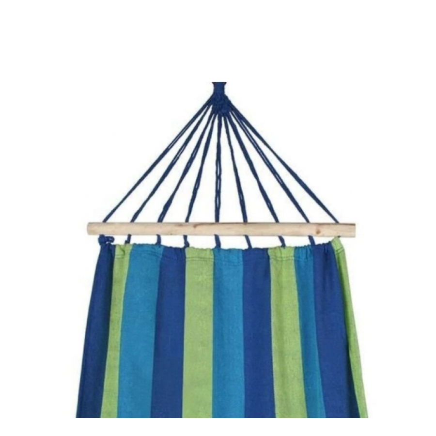 Hamac Klausstech Cu Lungime De 1 M, Bara De Lemn, Densitate Material 320g/mp, Suporta Greutate Max 120 Kg, Design Cu Model, Albastru/verde