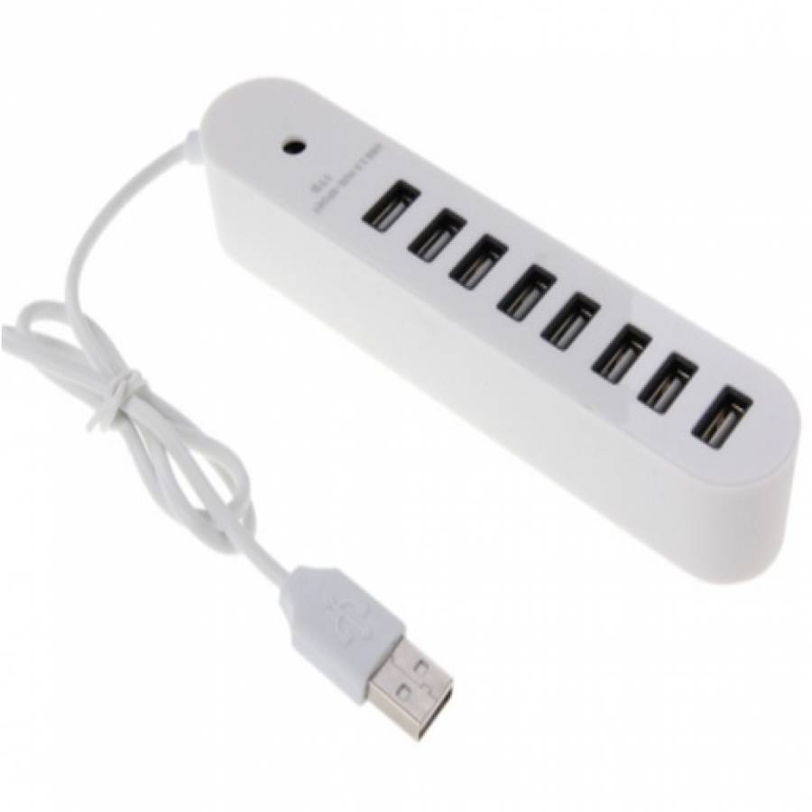 Hub Cu Port Usb 2.0 Klausstech, 8 Porturi Usb, Design Compact Si Ergonomic, Indicator Led, Culoare Alb