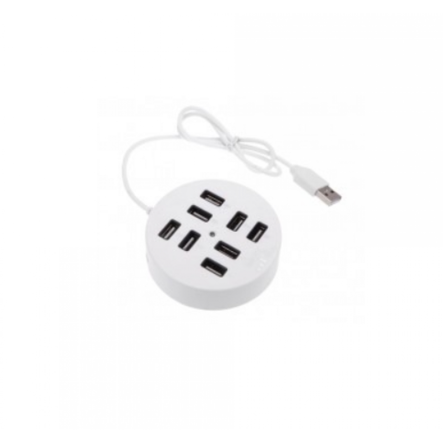 Hub Cu Port Usb 2.0 Klausstech, 8 Porturi Usb, Design Compact Si Ergonomic, Indicator Led, Culoare Alb