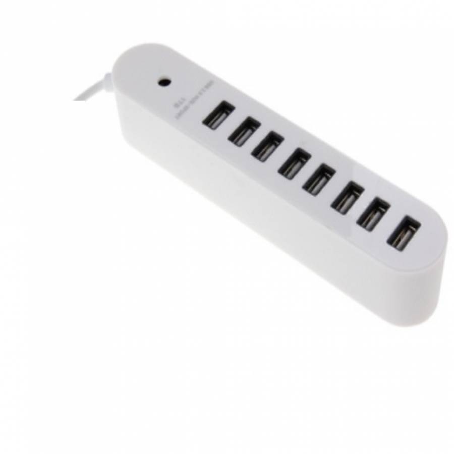 Hub Cu Port Usb 2.0 Klausstech, 8 Porturi Usb, Design Compact Si Ergonomic, Indicator Led, Culoare Alb