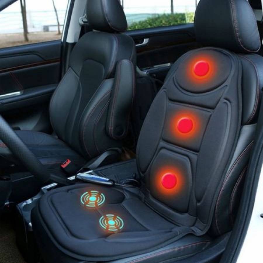 Husa scaun auto sau birou cu masaj si incalzire electrica, Ideal pentru Relaxare, Design Modern, Culoare Negru