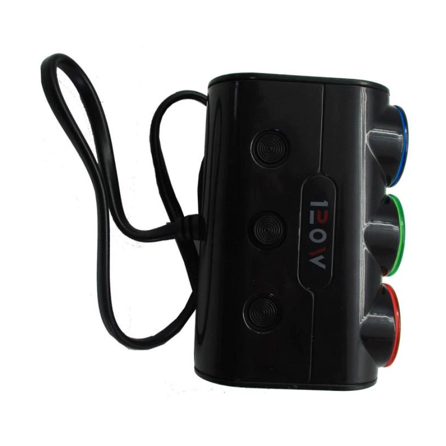 Incarcator Auto Multifunctional Klausstech, Tip Bricheta, 3 Porturi Tip Bricheta 12v/24v, 2 Porturi Usb 5v/1000ma, Indicator Led, Design Modern, Negru