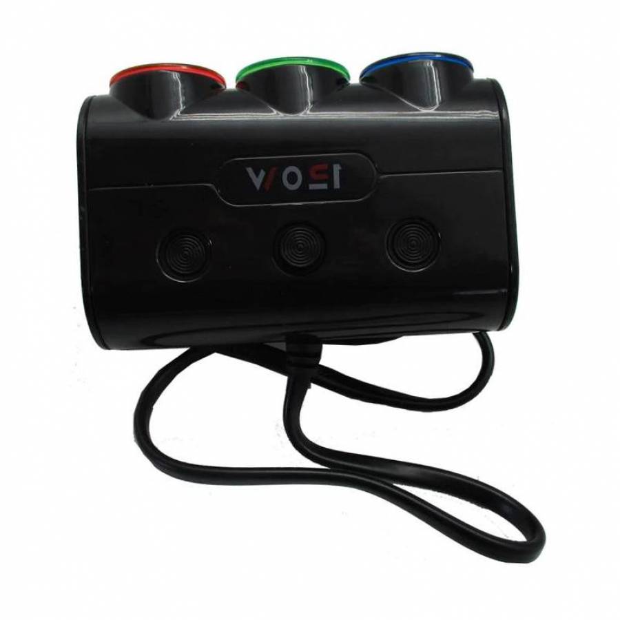 Incarcator Auto Multifunctional Klausstech, Tip Bricheta, 3 Porturi Tip Bricheta 12v/24v, 2 Porturi Usb 5v/1000ma, Indicator Led, Design Modern, Negru