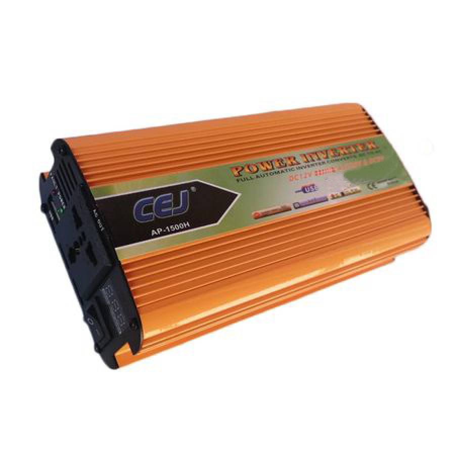 Invertor Auto Curent Continuu Cej, Slot Usb, Tensiune Alimentare 12 V - 220 V, Putere 2000 W, Portocaliu