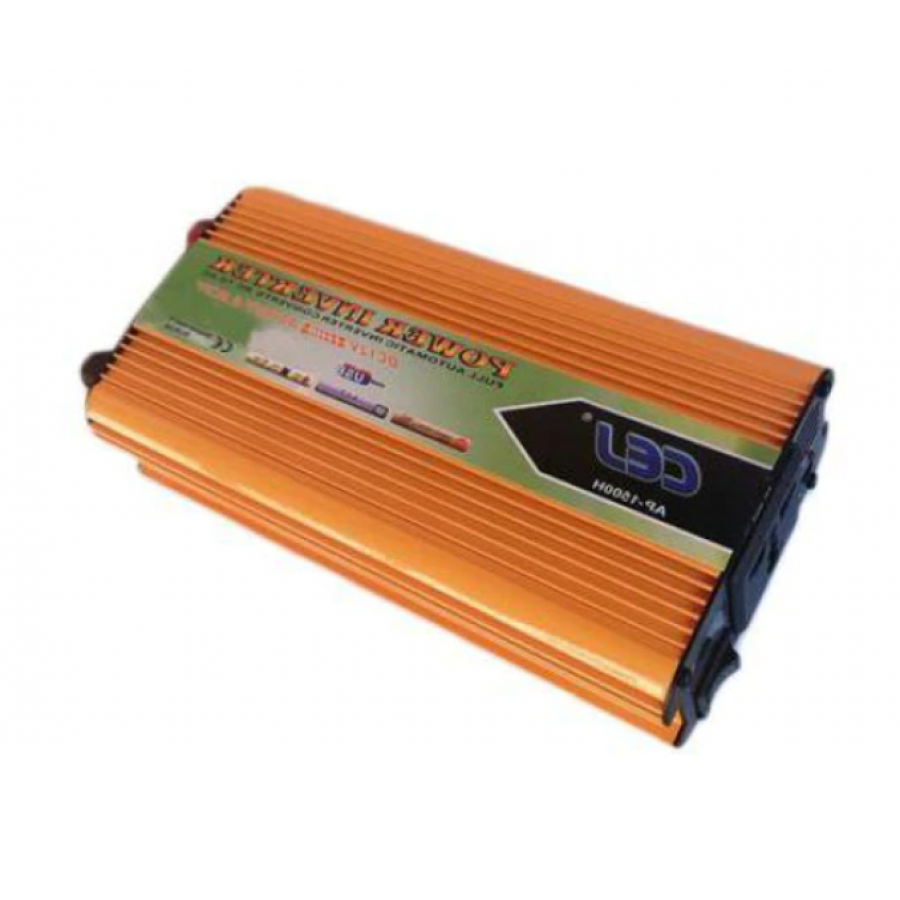 Invertor Profesional, Curent Continuu , Slot Usb, Tensiune Alimentare 12 V - 220 V, Putere De 2000 W, Protectie Suprasarcina Si Supravoltaj, Culoare Portocaliu