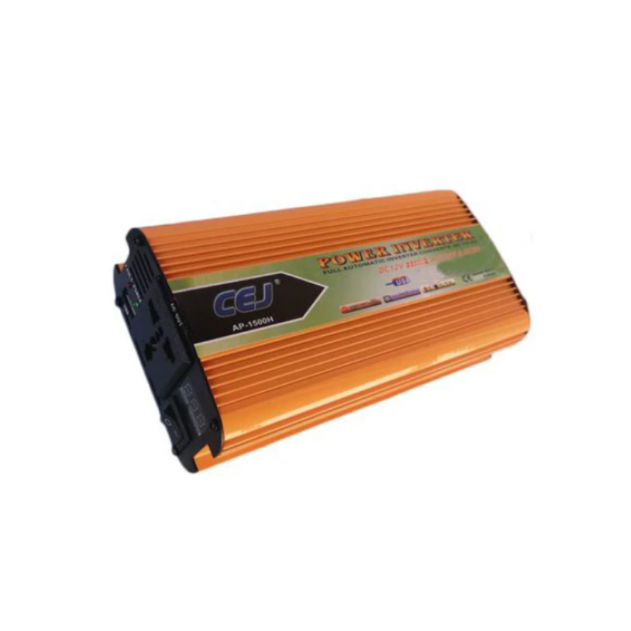 Invertor Profesional, Curent Continuu , Slot Usb, Tensiune Alimentare 12 V - 220 V, Putere De 2000 W, Protectie Suprasarcina Si Supravoltaj, Culoare Portocaliu