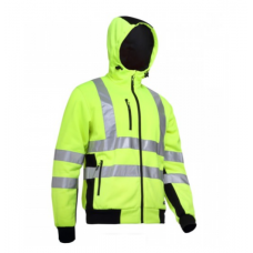 Jacheta Reflectorinzanta Cu Marime L, Gluga, Poliester Si Bumbac, Benzi Reflectorizante, Buzunare Cu Fermoar, Culoare Verde