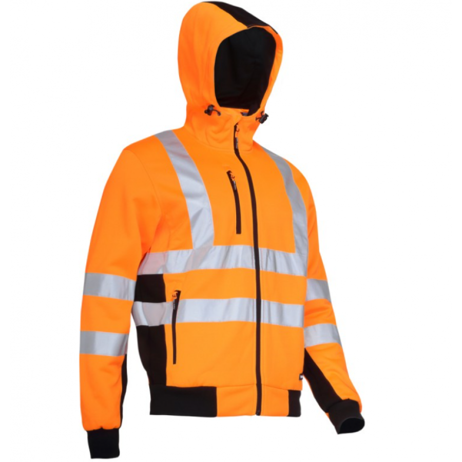 Jacheta Reflectorizanta Stil Hanorac, Marime S, 3 Buzunare, Mansete Ajustabile, Design Modern, Portocaliu