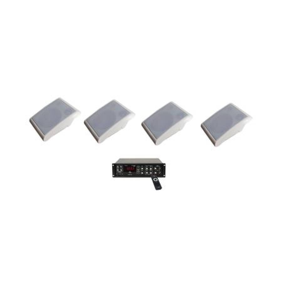 Kit Audio Sonorizare, Bar,terasa, Biserica,amplificator Si 4 Boxe De Perete