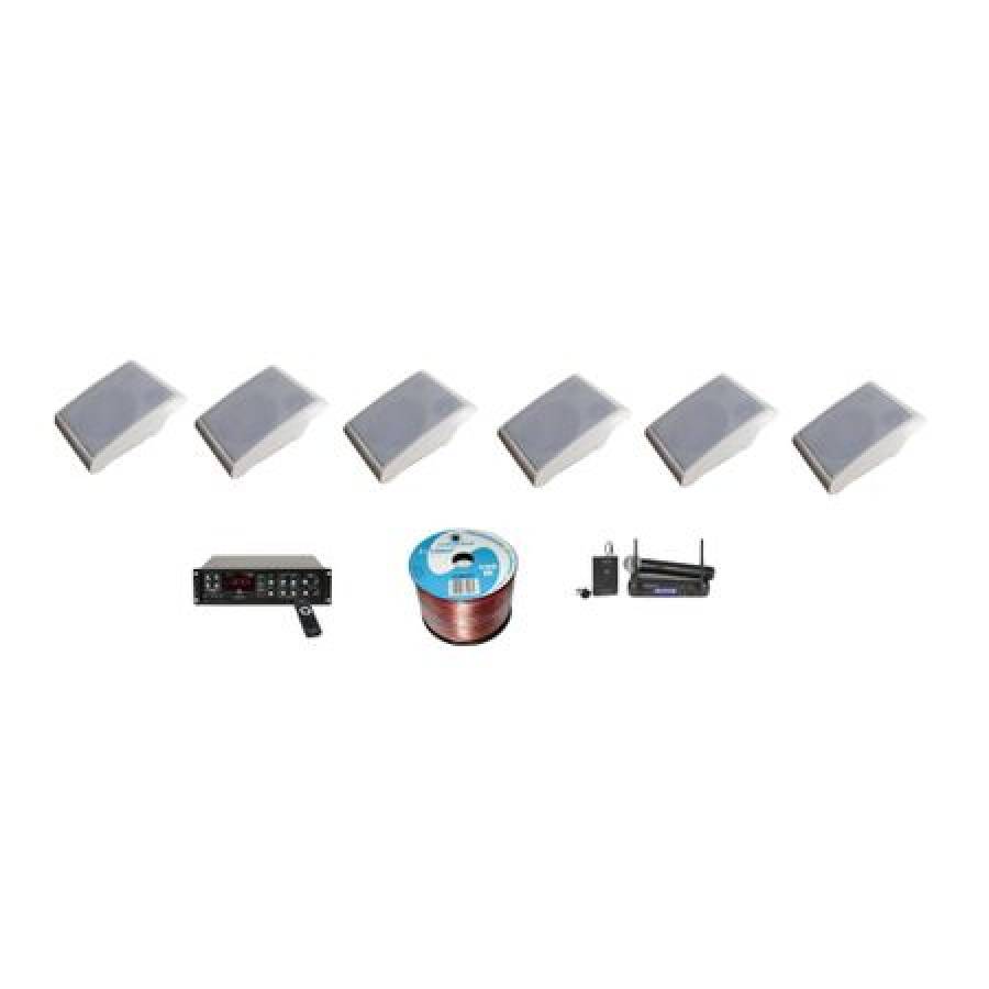 Kit Audio Sonorizare, Bar,terasa, Biserica,capela,amplificator , 6 Boxe,set Microfoane Wireless