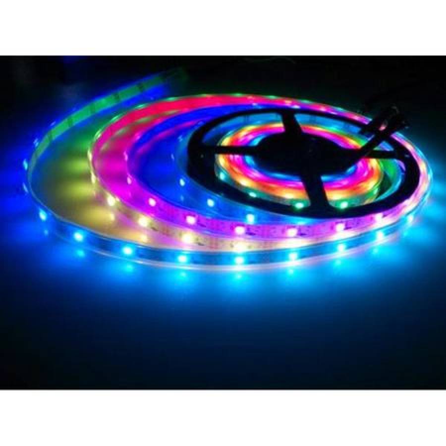 Kit Banda Cu Lumina Smd Rgb Klausstech , Foarte Flexibila Cu 60 De Led-uri, Ultra-luminos, Lungime De 5 Metri,unghi De Vizualizare 120°,intrare Dc 12v