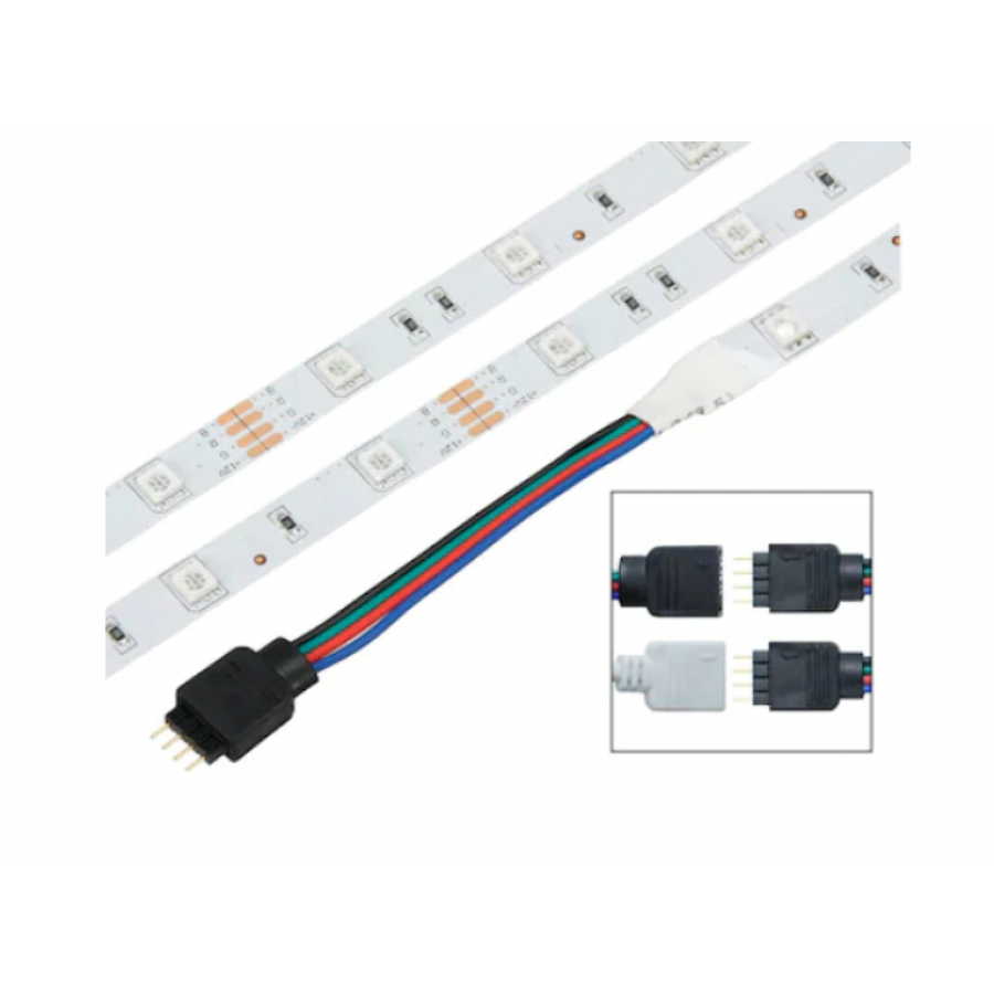 Kit Banda Led Klausstech, Rgb, Exterior, Led Strip Cu O Lumina Multicolora, Ip65, 5m Lungime, 60 Led-uri/m, Controller, Alimentator, Lumina Multicolora, Negru/alb