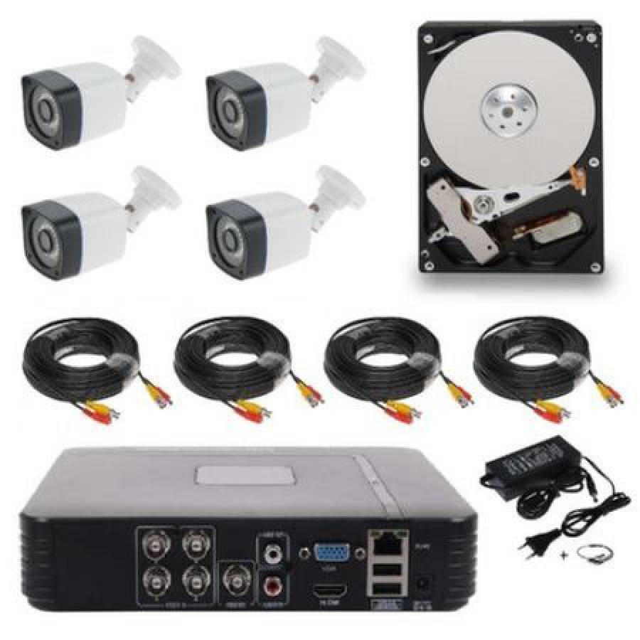 Kit Complet De Supraveghere Video Exterior Cu 4 Camere Full Hd, Hdd 1 Tb