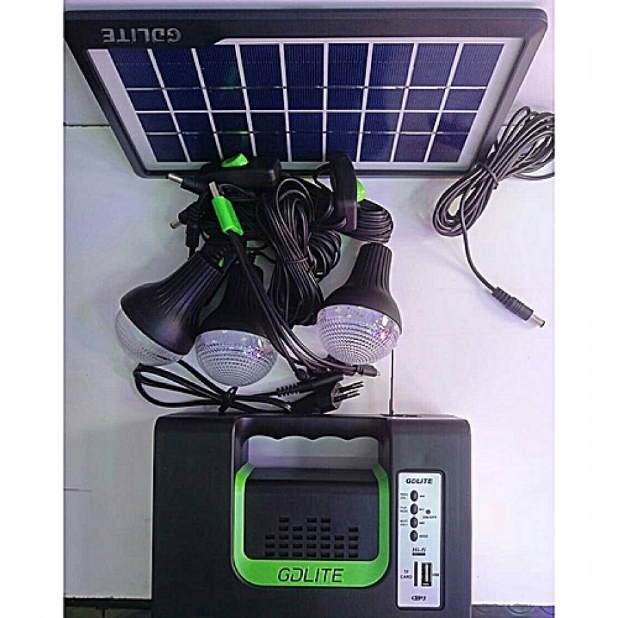 Kit Cu Incarcare Solara, Compus Din 3 Becuri Led Si Aparat Gdlite , Acumulator Cu Autonomie Mare , Mp3 Player Incorporat, Radio Fm