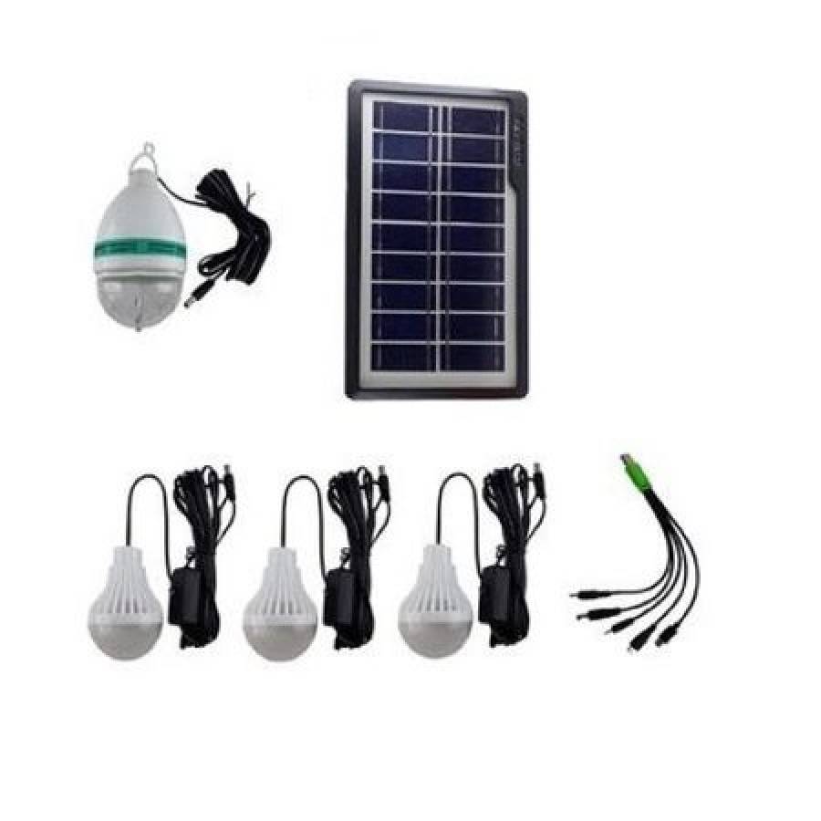 Kit Klausstech Cu Panou Solar Cu 3 Becuri, Port Usb, Radio Fm , Mp3, Lampa Cu Led-uri , Bec Leduri Disco 1 X 3 Led , Iesire Usb Pentru Incarcat Telefoane , Negru