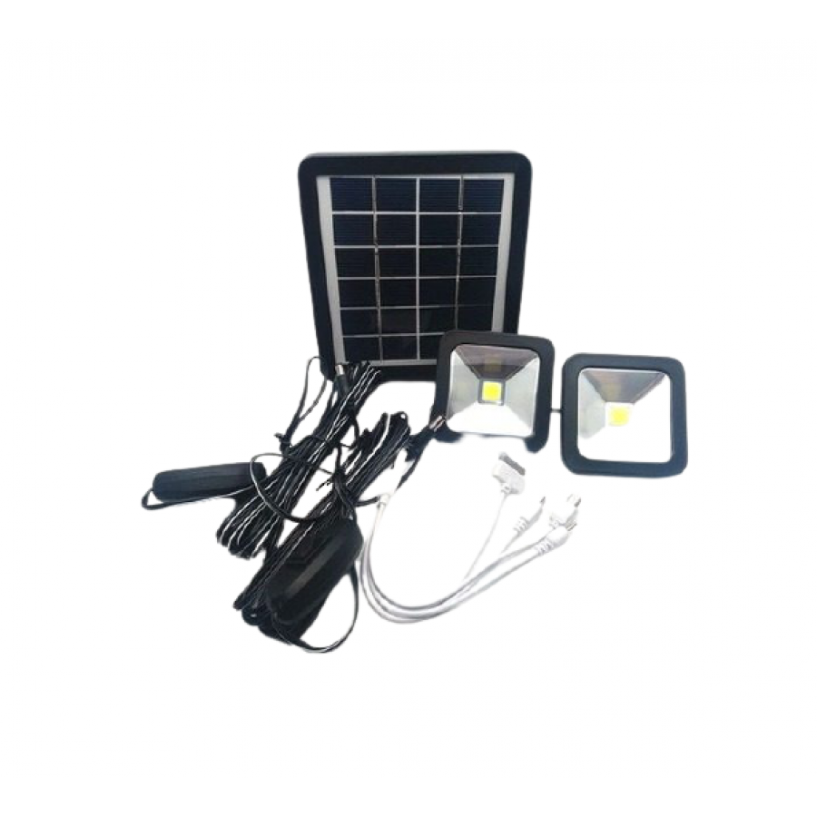 Kit Panou Solar Celsius 2 Becuri Led, Slot Usb, Baterie Litiu 5000 Mah, Incarcare 8 H, Autonomie 15 H, Rezistent La Intemperii, Dc 5v, Negru