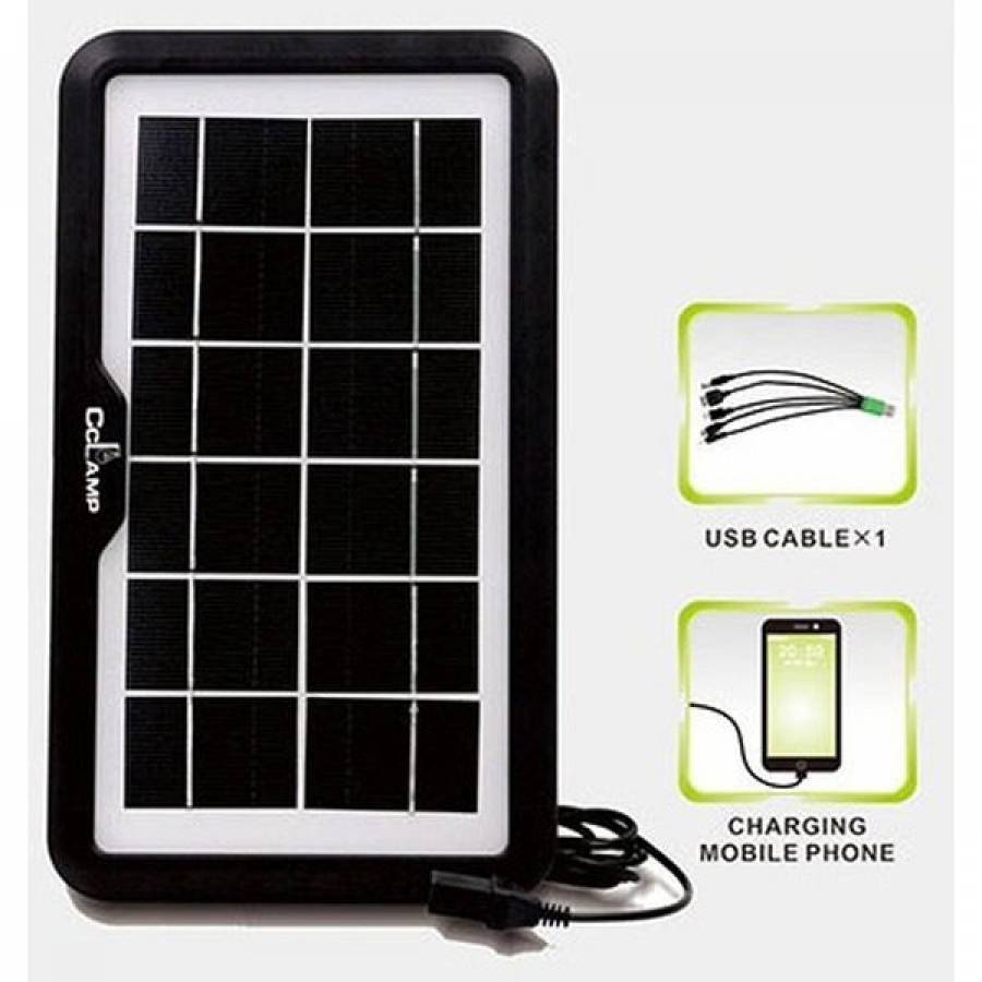 Kit Panou Solar Celsius 2 Becuri Led, Slot Usb, Baterie Litiu 5000 Mah, Incarcare 8 H, Autonomie 15 H, Rezistent La Intemperii, Dc 5v, Negru