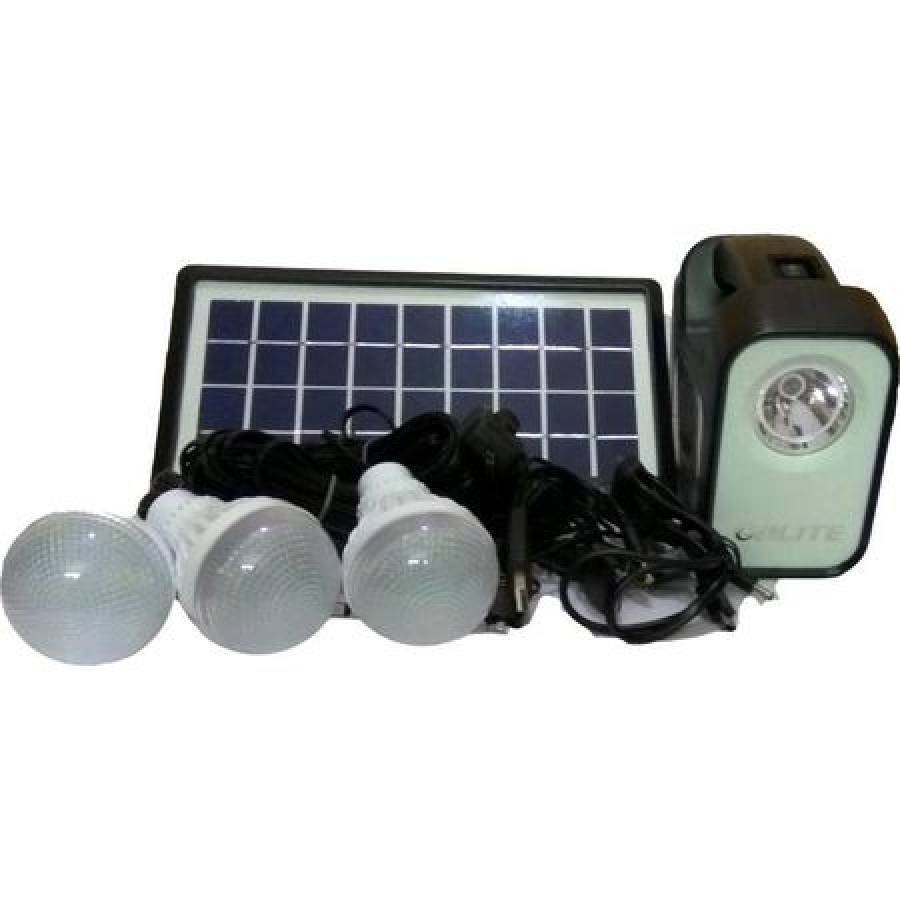 Kit Panou Solar Cu 3 Becuri Led, Lanterna, Acumulator Gd Lite-3