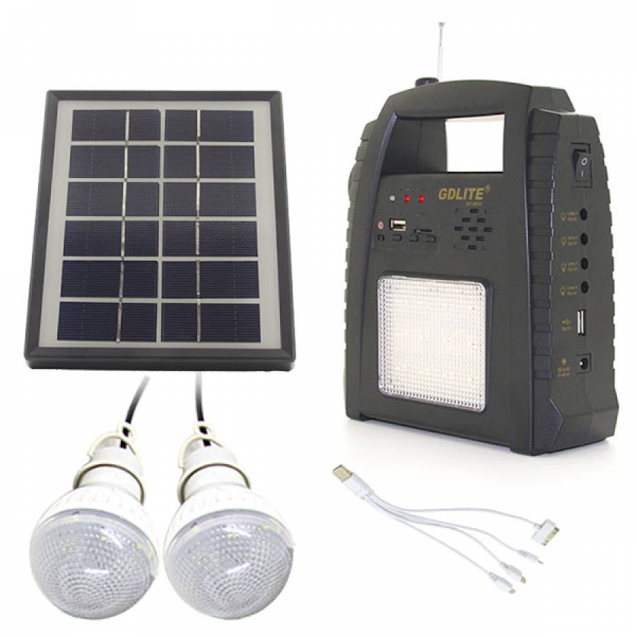 Kit Panou Solar Cu Slot Usb Gsm Si 2 Becuri Lanterna Led Incluse Cl-08-edy®