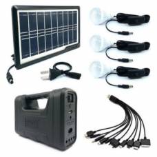 Kit Panou Solar Gaia Cu 3 Becuri Led Smd, 1 Bec Disco, Radio, Mp3, Lampa Cu 12 Led-uri, Cablu Usb Pentru Incarcare Device-uri 8050