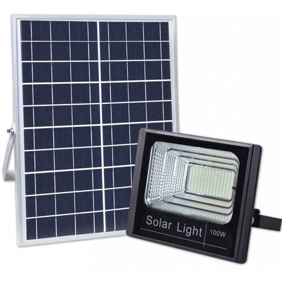 Kit Panou Solar KlaussTech Si Proiector Led, Putere 100 W, Telecomanda Inclusa,