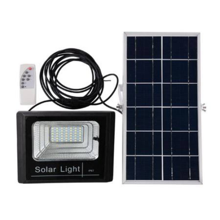 Kit Proiector Led Klausstech, Smd 50w Cu Panou Solar Si Telecomanda Cu Functii Multiple Inclusa, Negru