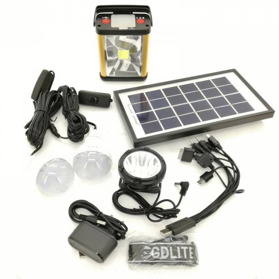 Kit Solar Cu Panou Solar Si Lanterna, Lampa Led Cob, Acumulator Reincarcabil 3.7v Lion, Timp De Reincarcare 12 Ore, Port Usb, 2 Becuri, On/off, Negru