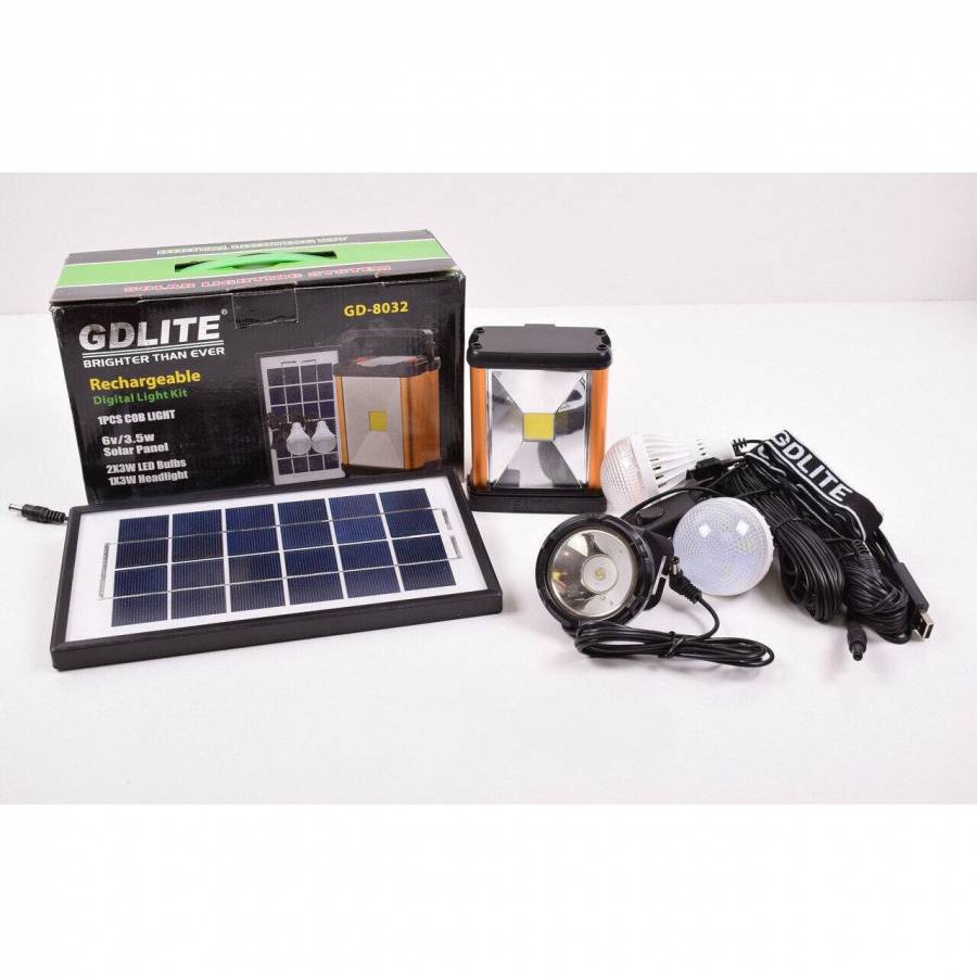 Kit Solar Cu Panou Solar Si Lanterna, Lampa Led Cob, Acumulator Reincarcabil 3.7v Lion, Timp De Reincarcare 12 Ore, Port Usb, 2 Becuri, On/off, Negru