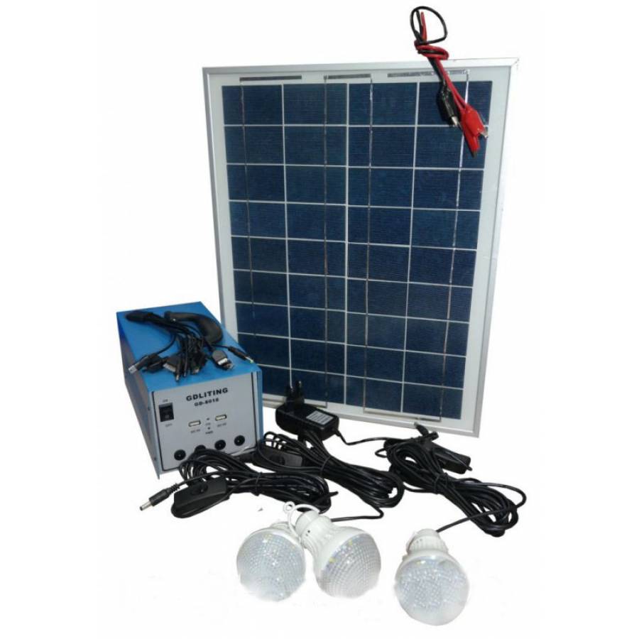 Kit Solar Gdlite, 12v12a Cu Panou Solar, 18v, 20w, Alimentari La 12v Si 220v, Buton On / Off, Design Ergonomic, Albastru