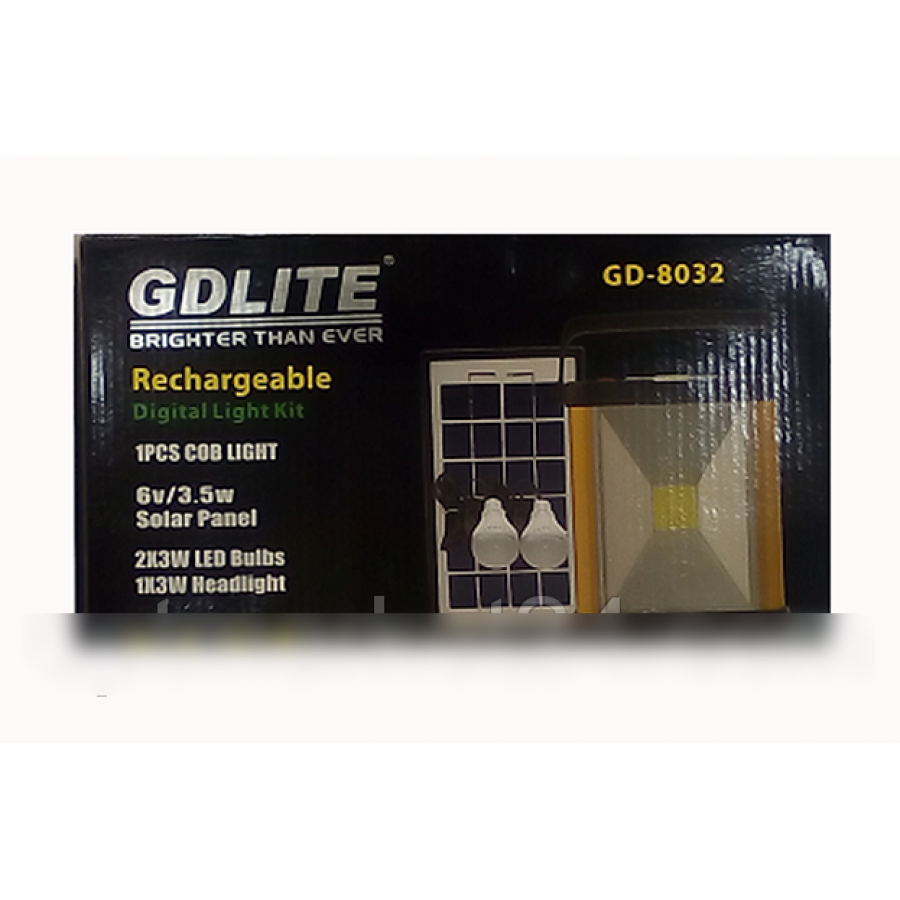 Kit Solar Gdlite Lanterna Led, Frontala, 2 Becuri Led Smd Puternice , 6v4ah , Intrare Alimentator 110-220v , Intrare Usb , Negru