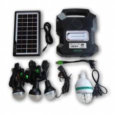 Kit Solar Portabil Pentru Camping Cu 3 Becuri Led Smd, Acumulator Reincarcabil 6 V - 4 Ah, Iesire Usb, Incarcare Deviceuri, Autonomie 5 Ore, Incarcare 13-15 Ore, Negru